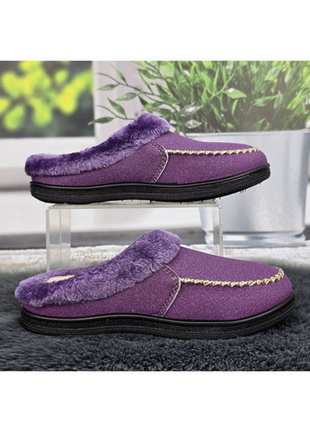 Фиолетовые тапочки сабо женские теплые домашние фиолетовые без задника Dago Style