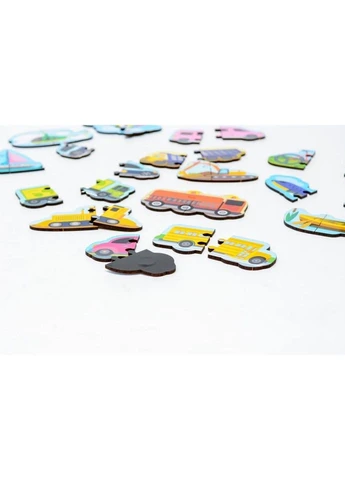 Пазлы деревянные Машинки магнитные 30 элементов 13,5х12 см (IP-177-P-10) PuzzleOK (401824576)