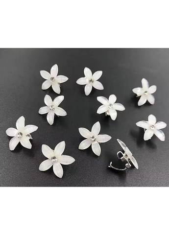 Мини шпильки-цветочки со стразами, набор 10 шт No Brand (352296952)