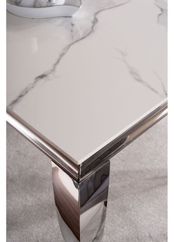 Стіл обідній PRINCE CERAMIC 150*90 білий CALACATTA/хром PRINCEBCH150 Signal (372178046)