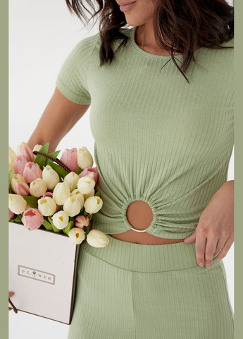 Трикотажний комплект з футболкою та широкими штанами Forstime - світло-коричневий колір L/XL (sku_2201) No Brand (327820216)