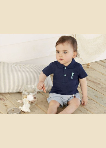 Темно-синяя детская футболка-поло для мальчика Lupilu с животным (анималистичным) принтом