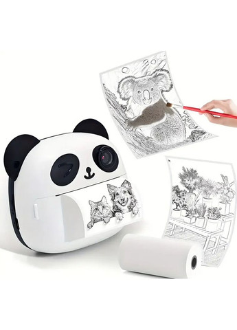 Детский фотоаппарат с мгновенной печатью Панда USB 1300 mAh AWWB-32 белый No Brand (356112270)