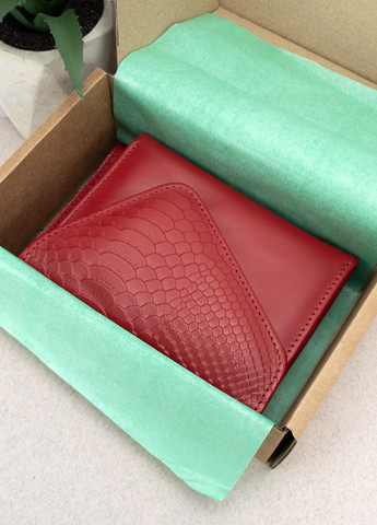 Подарочный женский набор №90: кошелек Sabrina + обложка на паспорт (красный питон) HandyCover (283323778)