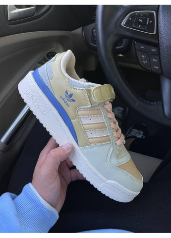КРОССОВКИ ЖЕНСКИЕ ADIDAS FORUM BEIGE BLUE АДИДАС ФОРУМ No Brand бежевые демисезоны (367171317)