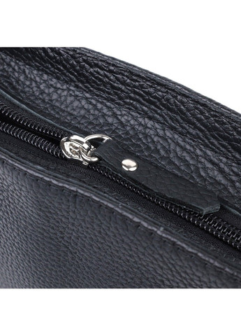 Женская сумка багет с цепочкой и съемным ремешком из зернистой натуральной кожи 22837 Черная Shvigel (313102117)