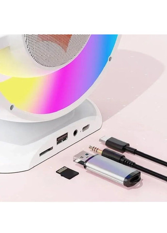 Настольный светильник лампа ночник с колонкой Bluetooth микрофоном беспроводной зарядкой (476480-Prob) Белый Unbranded (282954016)