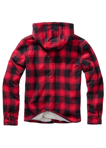 Комбінована демісезонна куртка lumber jacket hooded red/black Brandit