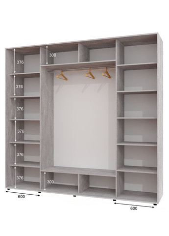 Шкаф-купе трехдверный 240*60*250 см Индастриал 3 двери Зеркало ШК-05 Алекса (360476968)