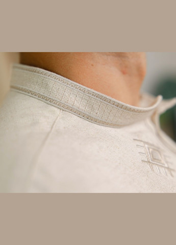 Светло-бежевая мужская рубашка с вышивкой на разрез xrmaster колос s, рубашка вышитая льняная (347163992)