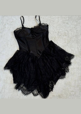 Чорна стильний міні-ромпер з мереживом і шортами No Brand