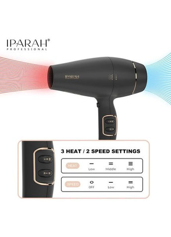 Фен стайлер IPARAH P-350 фен дифузор концентратор 3 скорости 2 режима температуры Черный 2200 Вт No Brand (317270000)