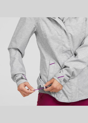 Серая демисезонная куртка женская mh100 для горного туризма водонепроницаемая серая Quechua