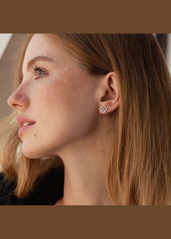 Сережки - пусети Конюшина в білому золоті с08276 Oniks (264644645)