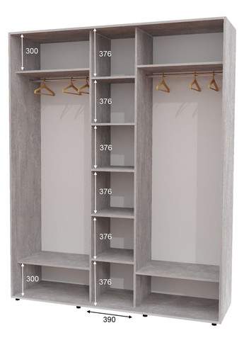 Шафа-купе тридверна 200*60*220 Індастріал 2 ДСП/Дзеркало з піскострумним малюнком ШК-04 Алекса (360442763)