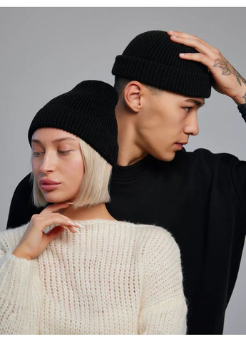 Унісекс шапка міні-біні з відворотом подвійна в’язка, універсальний розмір STD (366343564)