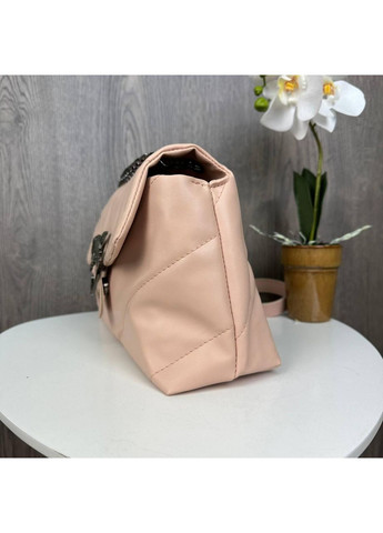 Клатч стьобаний на плече з екошкіри пудровий для жінок ProDobro (363136137)