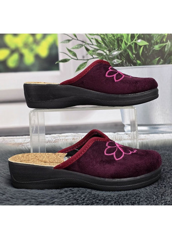 Тапочки домашні жіночі бордові на танкетці з корковою устілкою Inblu (366144501)