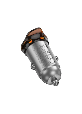 Автомобільний зарядний пристрій Rigorous 43W dual port PD25W+QC3.0 car charger Metal Grey Hoco NZ16A (380775415)