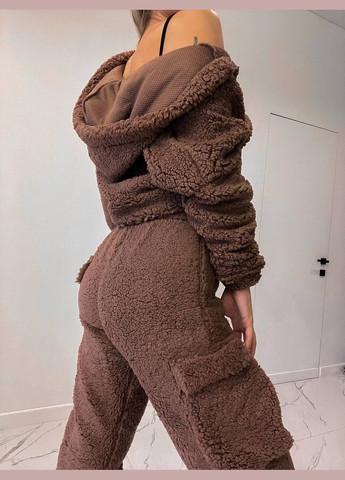 Теплый женский костюм Тедди розовый No Brand (306816545)