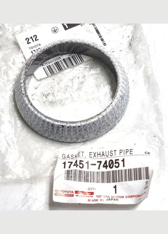Прокладка, кільце глушника, оригінал 17451-74051 Тойота РАВ4, Камрі, Авенсіс, Лексус РХ, ЕС 1997-2011 Toyota (345736713)