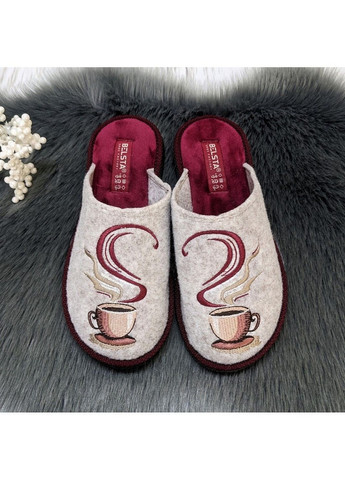 Серые тапочки домашние женские Белста с вышивкой