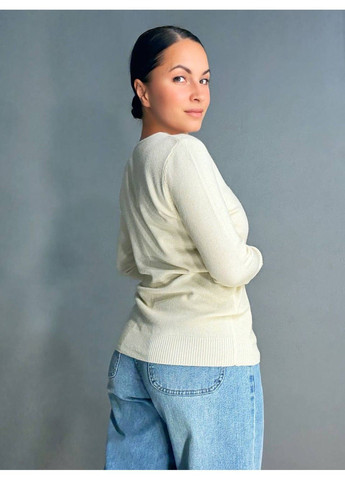 Молочний демісезонний светр жіночий a-n 02493 букле з ґудзиками тонкий і теплий базовий No Brand