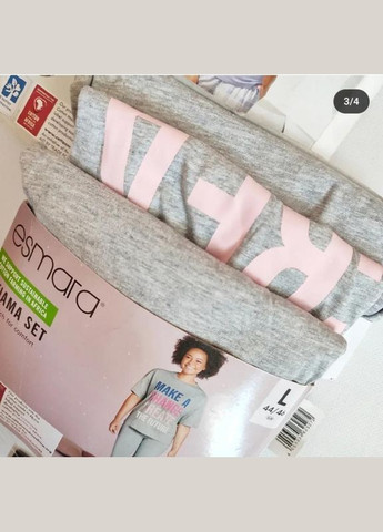 Сіра всесезон трикотажна піжама домашній костюм футболка та лосини майка + лосини Esmara