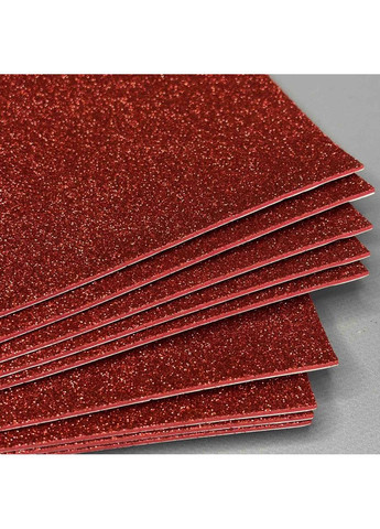 Фоаміран червоний з гліттером клейова основа 1,6 мм, 1 аркуш А4 Plus-plus (354794121)
