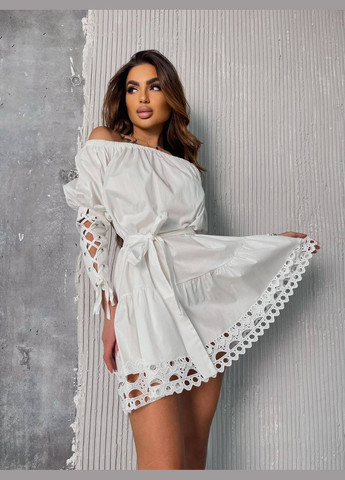 Білий сукня з мереживом Elanzh однотонна