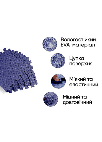 Татамі мат 8 шт (30х30х1 см) хвіст ластівки сіній EasyFit (341529066)