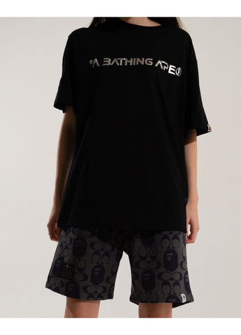 Футболка чёрная Bape A Bathing Ape Head Moon Black Tee Unisex (356677802)