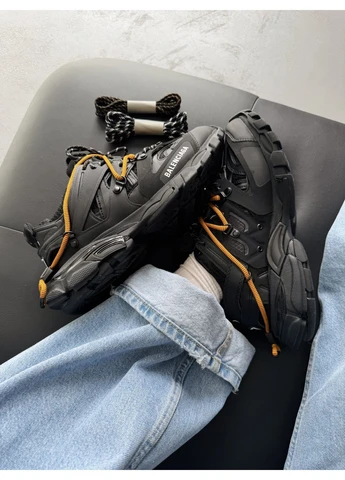 Кросівки жіночі і чоловічі Balenciaga Track Trail Laces Black Orange | Баленсіага Трак Треіл Лейсес чорні No Brand чорні демісезони (398920723)