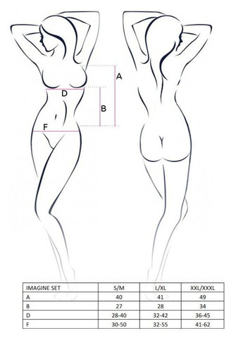 Черный демисезонный комплект белья imagine set openbra black – : лиф – мини-рубашка, трусики с оборками Passion