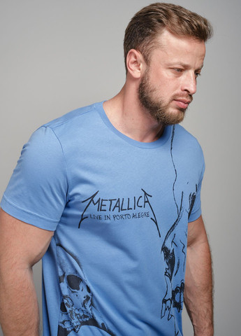 Голубая мужская футболка с принтом 103287 Power