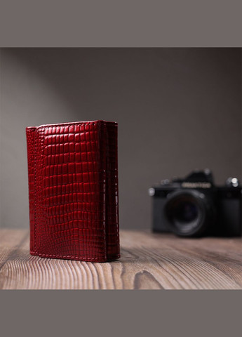 Стильний жіночий фактурний гаманець із натуральної шкіри червоний 22731 st leather (329198066)