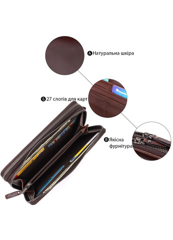 Стильный мужской клатч из натуральной кожи 23064 Коричневый Vintage (357494914)