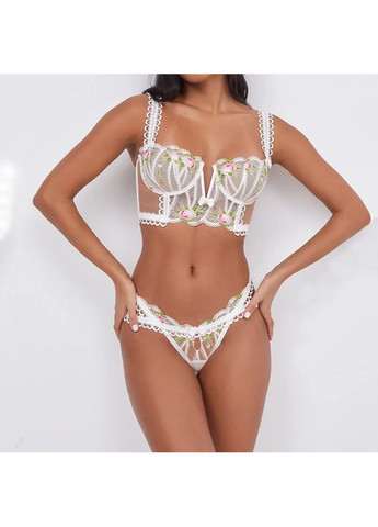 Білий демісезонний комплект нижньої білизни. жіночий комплект спідньой білизни з вишивкой. ссексуальна жіноча білизна для секса No Brand