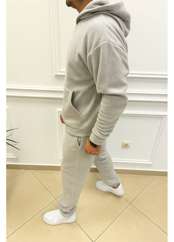 Светло-серый зимний мужской флисовый спортивный костюм брючный No Brand