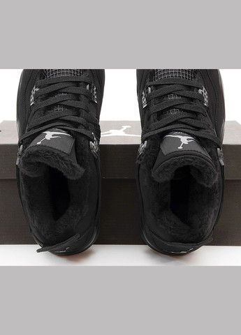 Чорні Зимовий кросівки зимові чоловічі nike air jordan 4 winter black cat fur | найк аір джордан 4 чорні з хутром No Brand