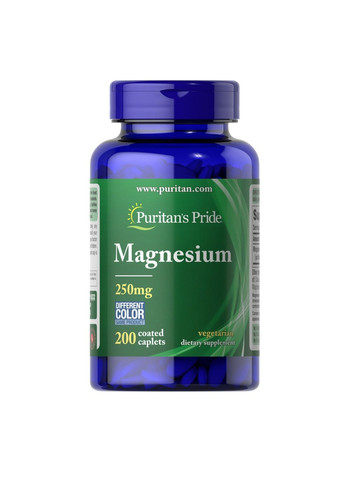 Витамины и минералы Magnesium 250 mg, 200 каплет Puritans Pride (293337952)