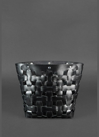 Шкіряна плетена жіноча сумка Пазл L вугільно-чорна (A-026664) BlankNote (327874140)