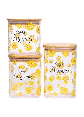 Банки для сыпучих продуктов набор из 3 шт с бамбуковыми крышками 700 (мл), 900 (мл), 1.2 (л) Yiwu (370795057)