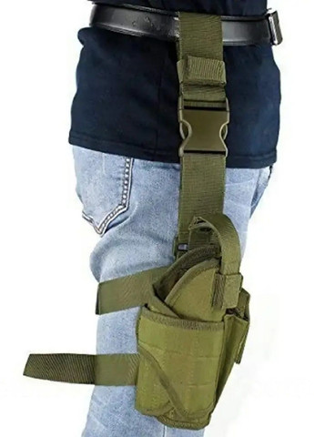 Кобура стегнова на ногу армійська тактична регульований розмір з відділенням для магазину 42х11 см (474292-Prob) Олива Unbranded (283323601)