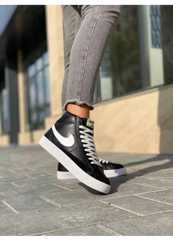 Білі літні кросівки nike blazer high black white найк блейзер No Brand