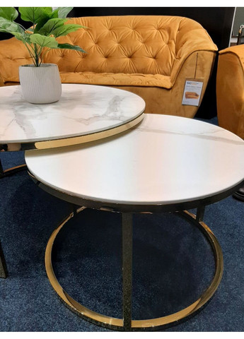 Журнальний столик MUSE білий ефект мармуру / золото (Комплект) MUSEMAZL Signal (372178528)