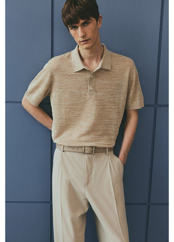 Бежевая мужская трикотажная футболка polo regular fit (58191) s бежева H&M