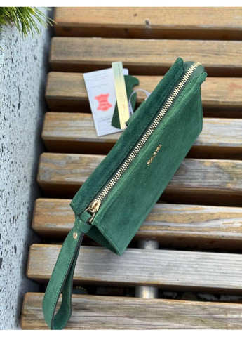 Жіноча косметичка Натуральна замша зелена (2034-850) Karya (368828582)