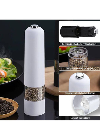 Електричний млин для спецій перцю та солі автоматична перечниця сільничка подрібнювач з підсвічуванням White No Brand (360531923)