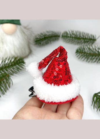Шпилька для волосся Новорічна прикраса затискач для волосся новорічний капелюшок Червоно-білий 11 см х 5.5 см Finding (315799678)